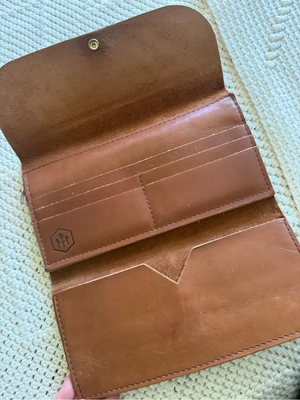 Brown Leather Zip Clutch Wallet
